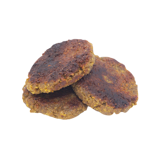 Cooked vegan breakfast sausage patties